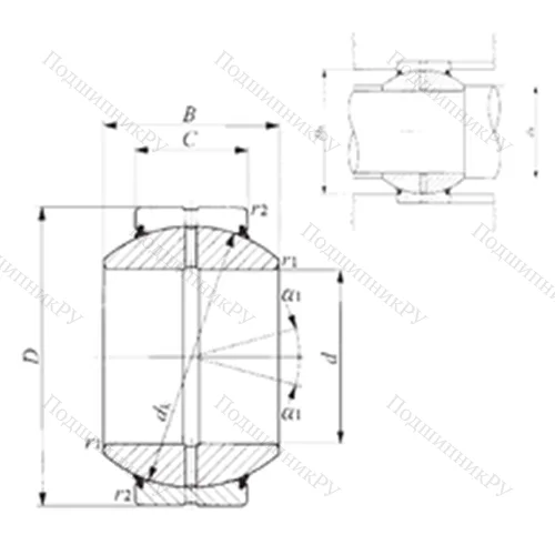 Подшипник скольжения сферический GE 140GS-2RS