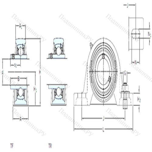 Подшипниковый узел шариковый радиальный SYM 1.3/4 TF