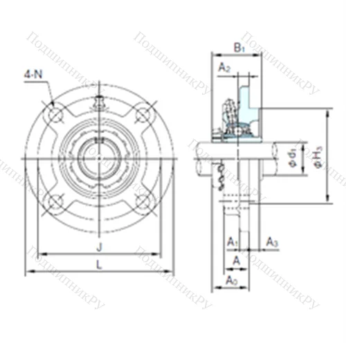 Подшипниковый узел шариковый радиальный UKFC 208+H 2308