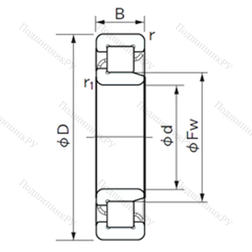 Подшипник роликовый радиальный NJ 2322 E