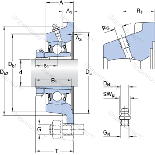 Фланцевые подшипниковые узлы типа Y (корпус типа Y-TECH, квадратный фланец, крепление стопорными винтами) FYJ 65 KF