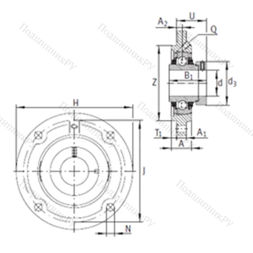 Подшипниковый узел шариковый радиальный TFE 50-N