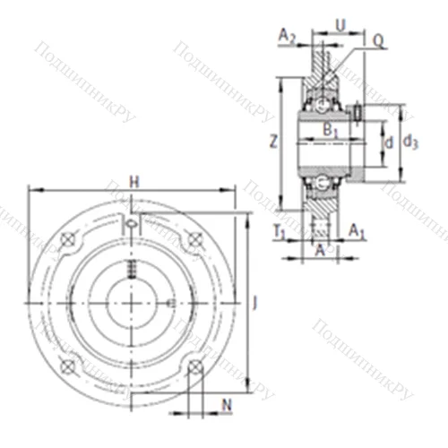 Подшипниковый узел шариковый радиальный RFE 50-N