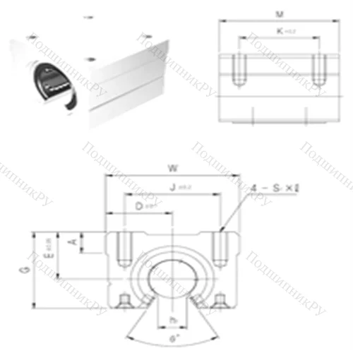 Подшипник шариковый линейный SBR 25UU