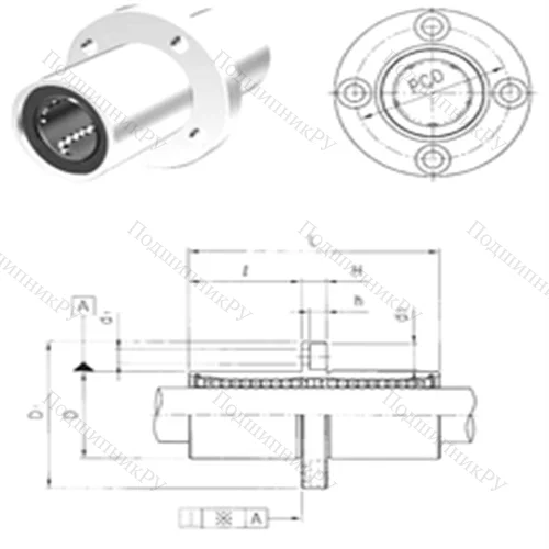 Подшипник шариковый линейный LMEFM 16