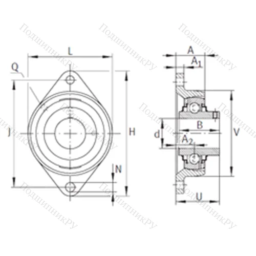 Подшипниковый узел шариковый радиальный RCJTY 1