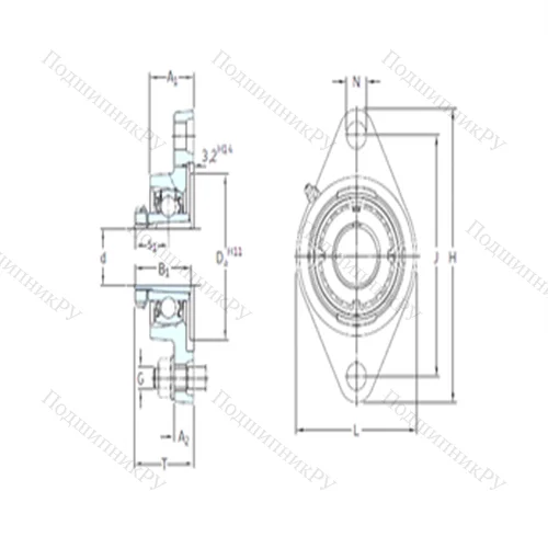 Подшипниковый узел шариковый радиальный FYTJ 25 KF+H 2305