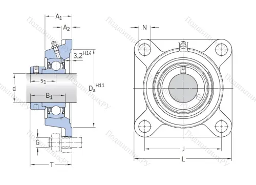 Подшипниковый узел FY 45 FM в Рязани