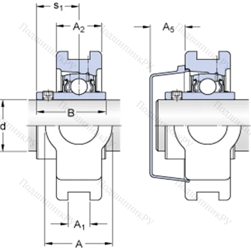 Натяжные подшипниковые узлы типа Y (литой корпус, крепление стопорными винтами) TU 3/4 TF