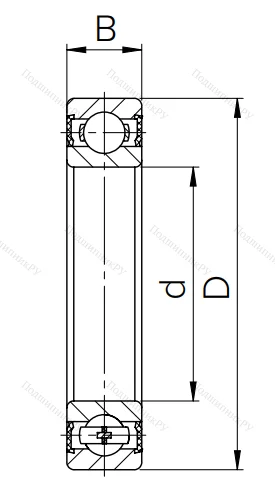 Шариковый однорядный подшипник 1000908 2RS (6908 2RS)
