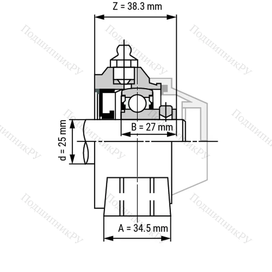 Подшипниковый узел WP-SSBP 205 - Вал: 25 мм
