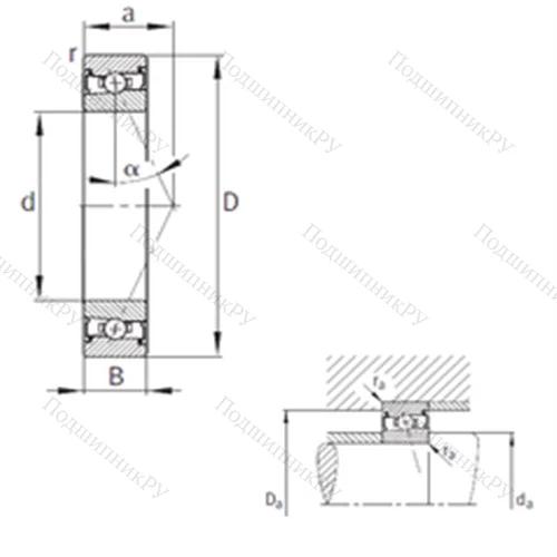 Подшипник шариковый радиально-упорный HSS 7002-E-T-P 4S