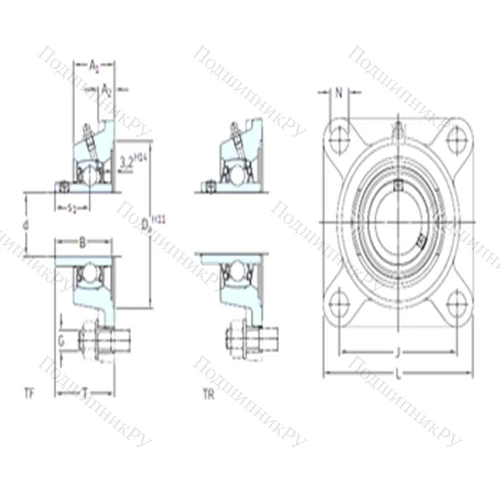 Подшипниковый узел шариковый радиальный FY 1.5/8 TF