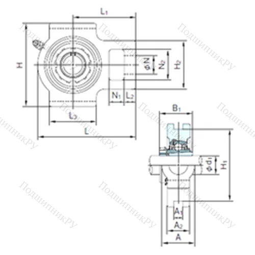 Подшипниковый узел шариковый радиальный UKT 216+H 2316