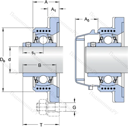 Фланцевые подшипниковые узлы типа Y (корпус типа Y-TECH, квадратный фланец, крепление стопорными винтами) FYWK 1.3/16 YTA
