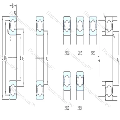 Подшипник шариковый радиальный 6302-2RSH