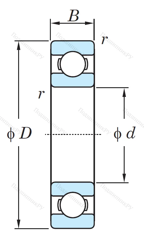 Однорядный шариковый подшипник 16008