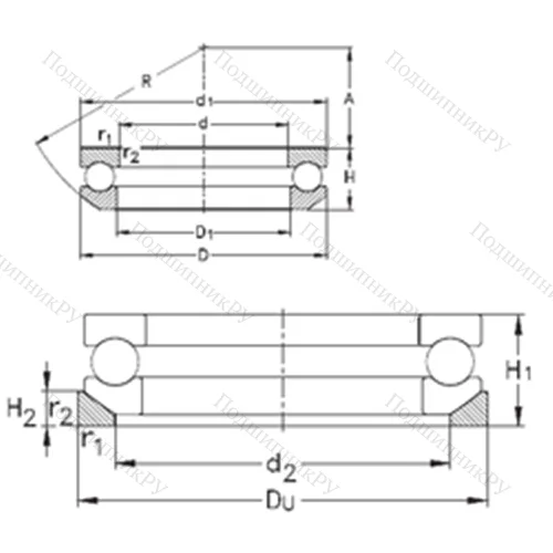 Подшипник шариковый упорный 53201+U 201