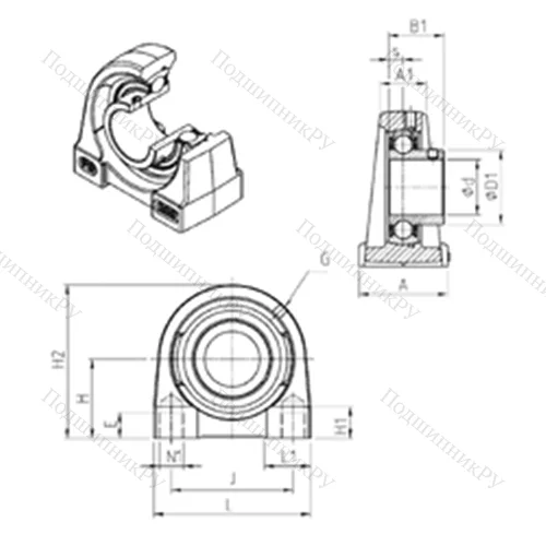 Подшипниковый узел шариковый радиальный USPG 208