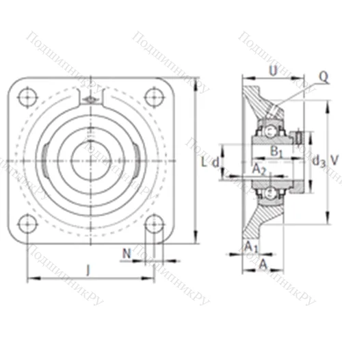 Подшипниковый узел шариковый радиальный RCJ 1-1/4-206