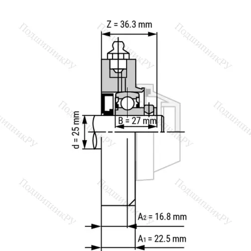 Подшипниковый узел WP-SSBF 205 - Вал: 25 мм от производителя  LPZ