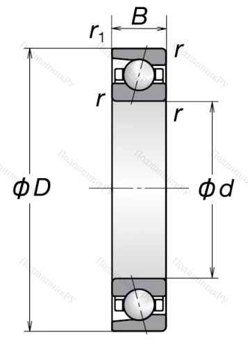 Однорядный шариковый подшипник 7007 AW от производителя  NSK